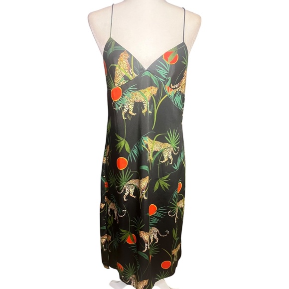 Milly Open Cross-Back Bias Dress Midi Leopard Small - Picture 1 of 5